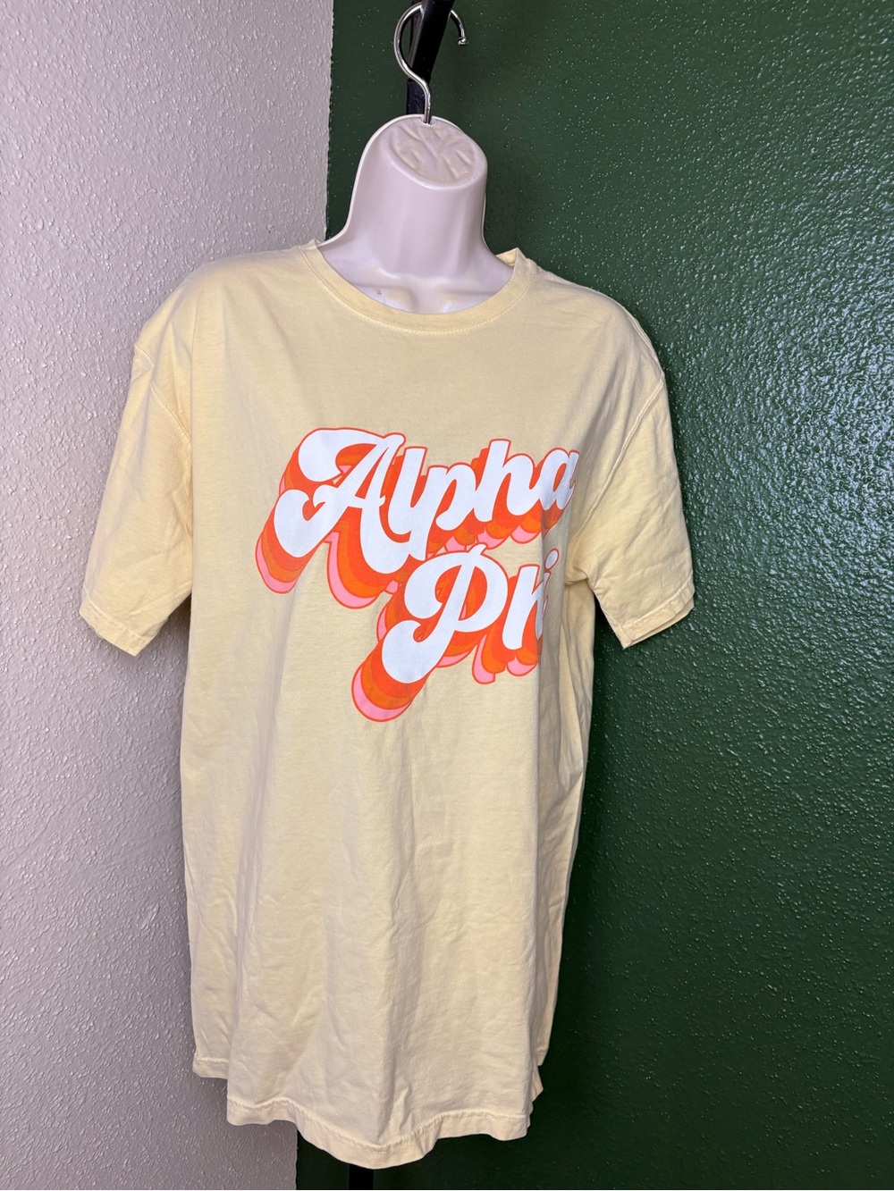 Retro Graphic Yellow Short Sleeve Alpha Phi Tee